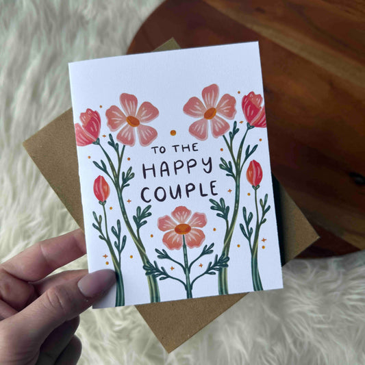 "To the happy couple" Floral Pattern Wedding Card