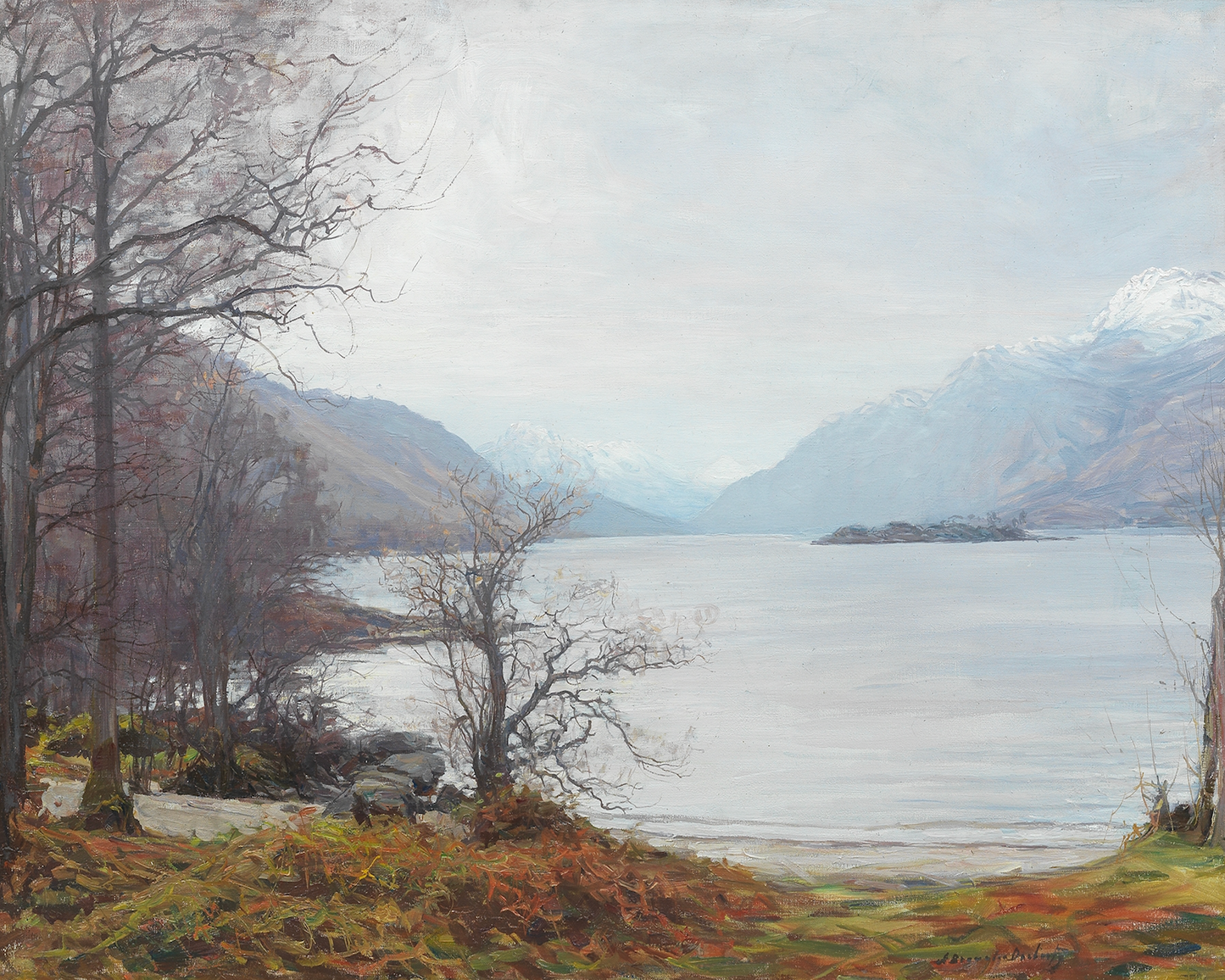 Highland Loch Landscape Antique Art Print
