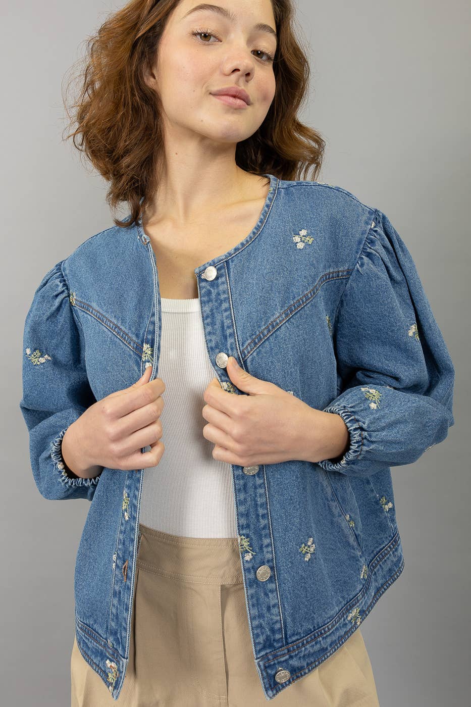Embroidered Floral Denim Jacket