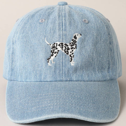 Dalmatian Embroidered Denim Baseball Cap