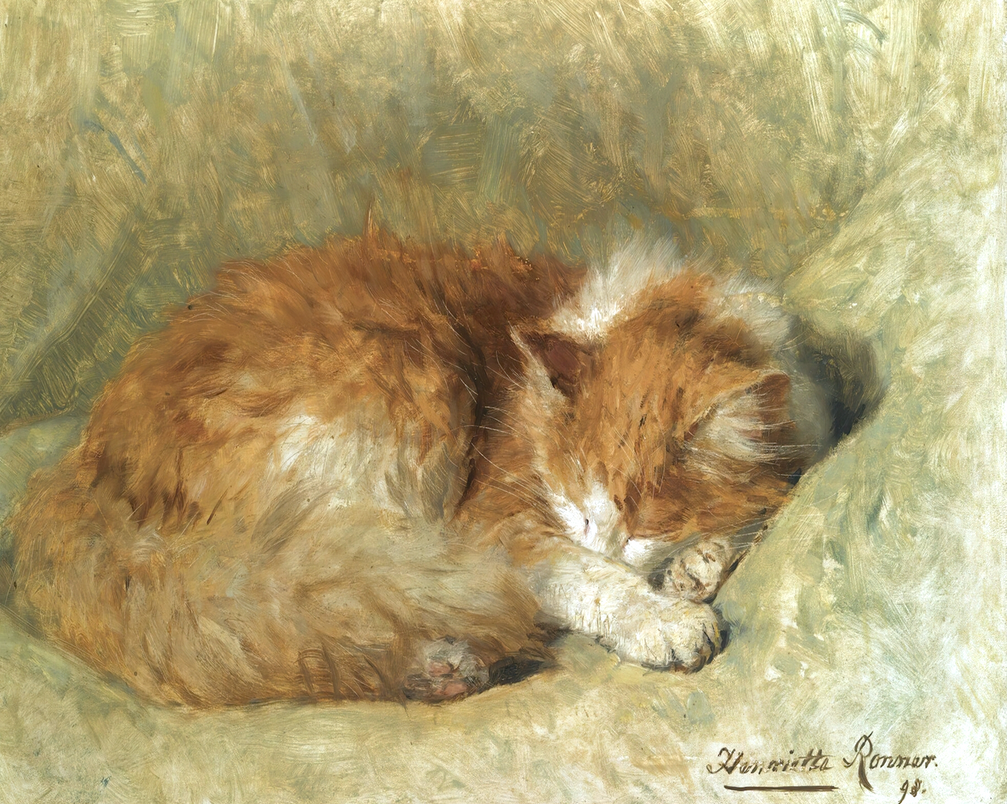 Sleeping Cat Antique Art Print