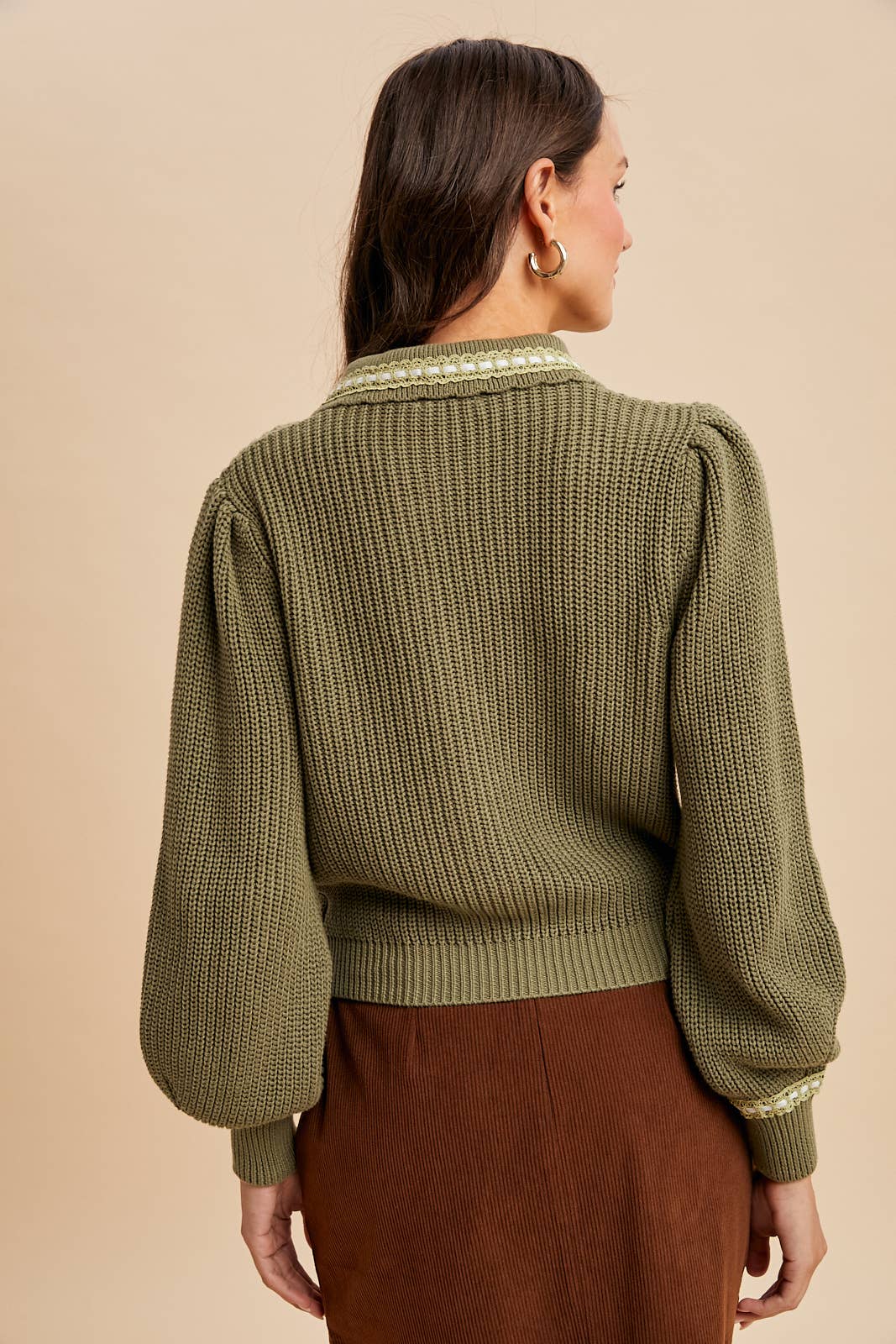 Doll Collar Knitted Cardigan