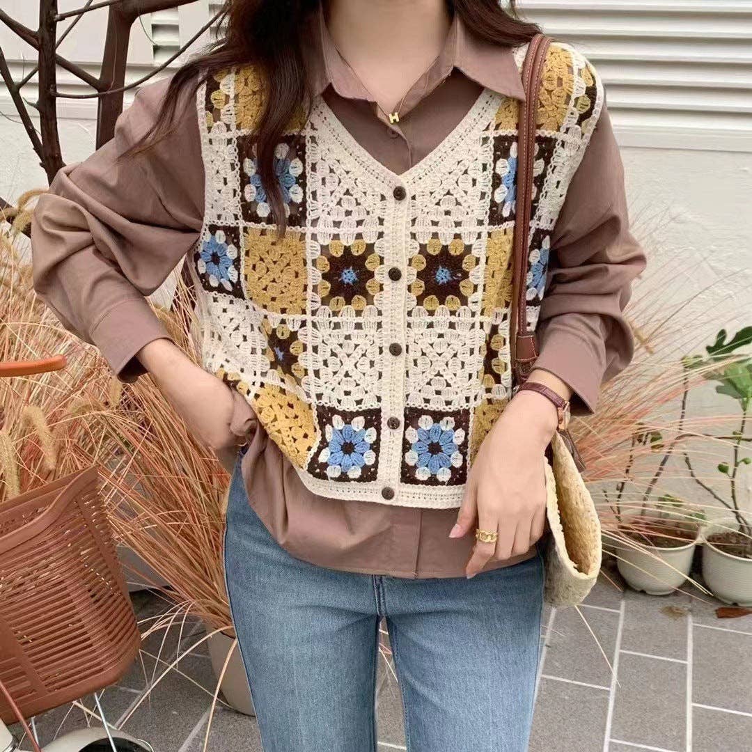 Crochet Contrast Vest