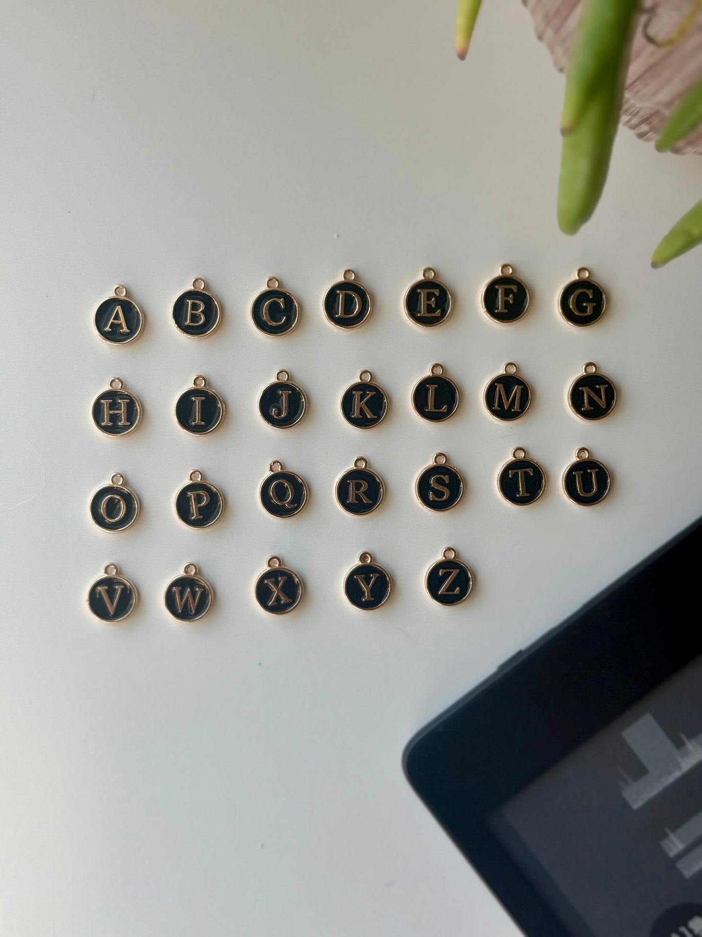 Black Initial Kindle Charm