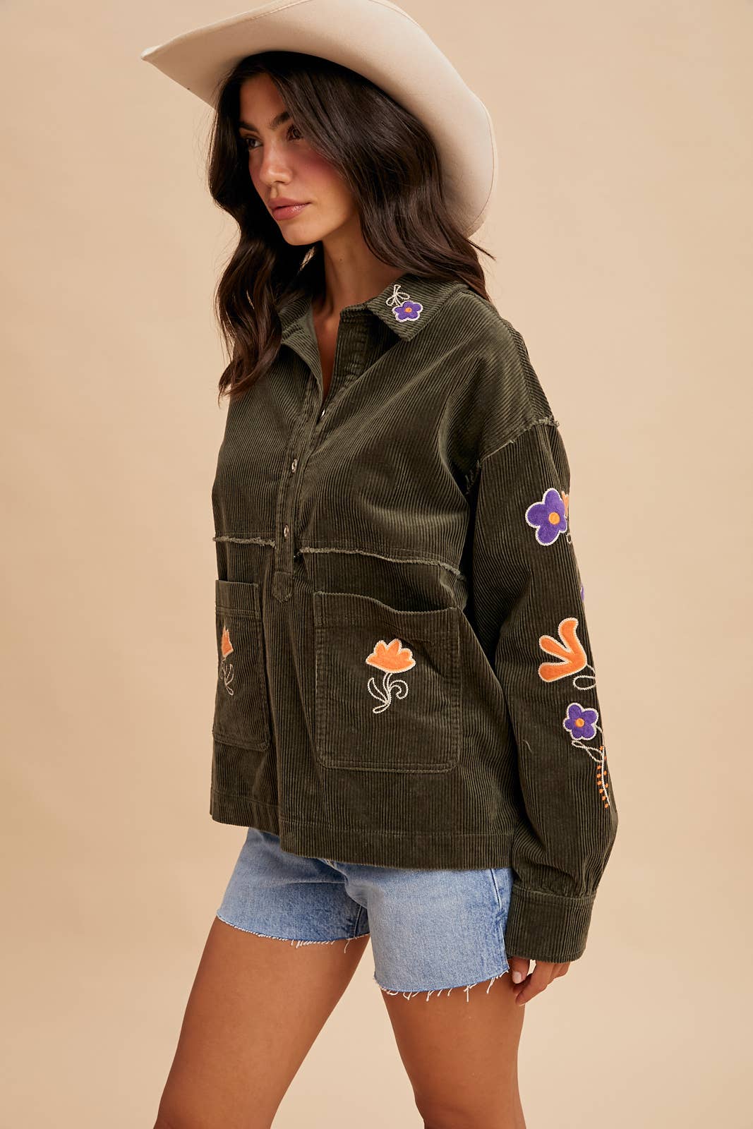 Corduroy Embroidered Henly Shirt