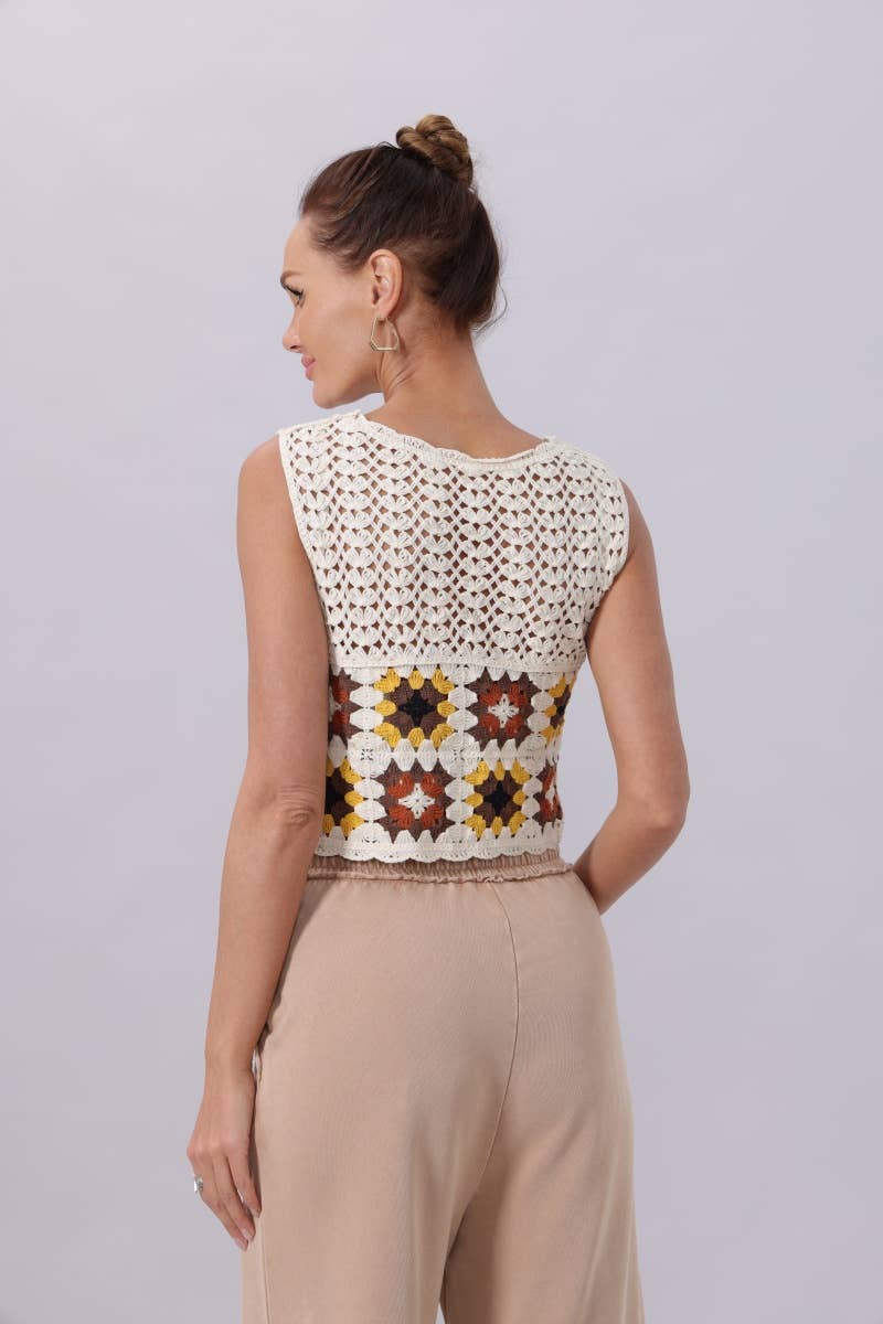 Boho Granny Square Crochet Vest