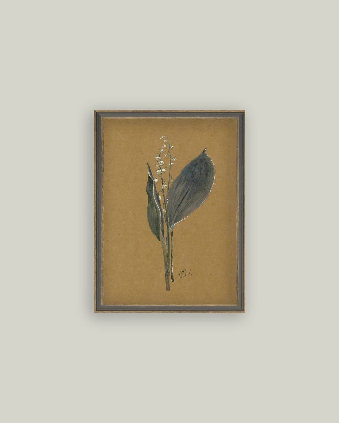 Lily On Brown Framed Antique Art