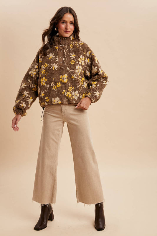 Floral Sherpa Pullover