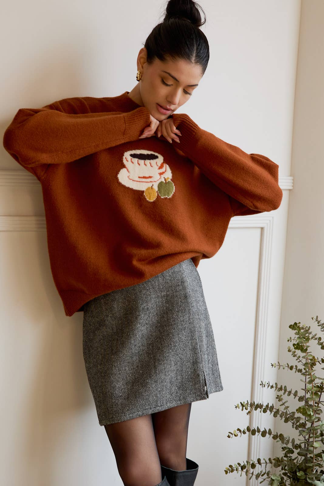 Mock Neck Coffee Sweater