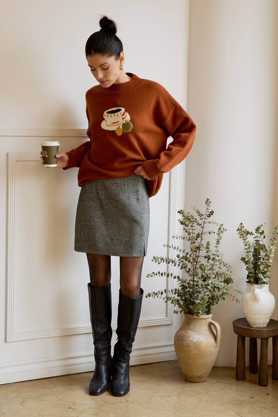 Mock Neck Coffee Sweater