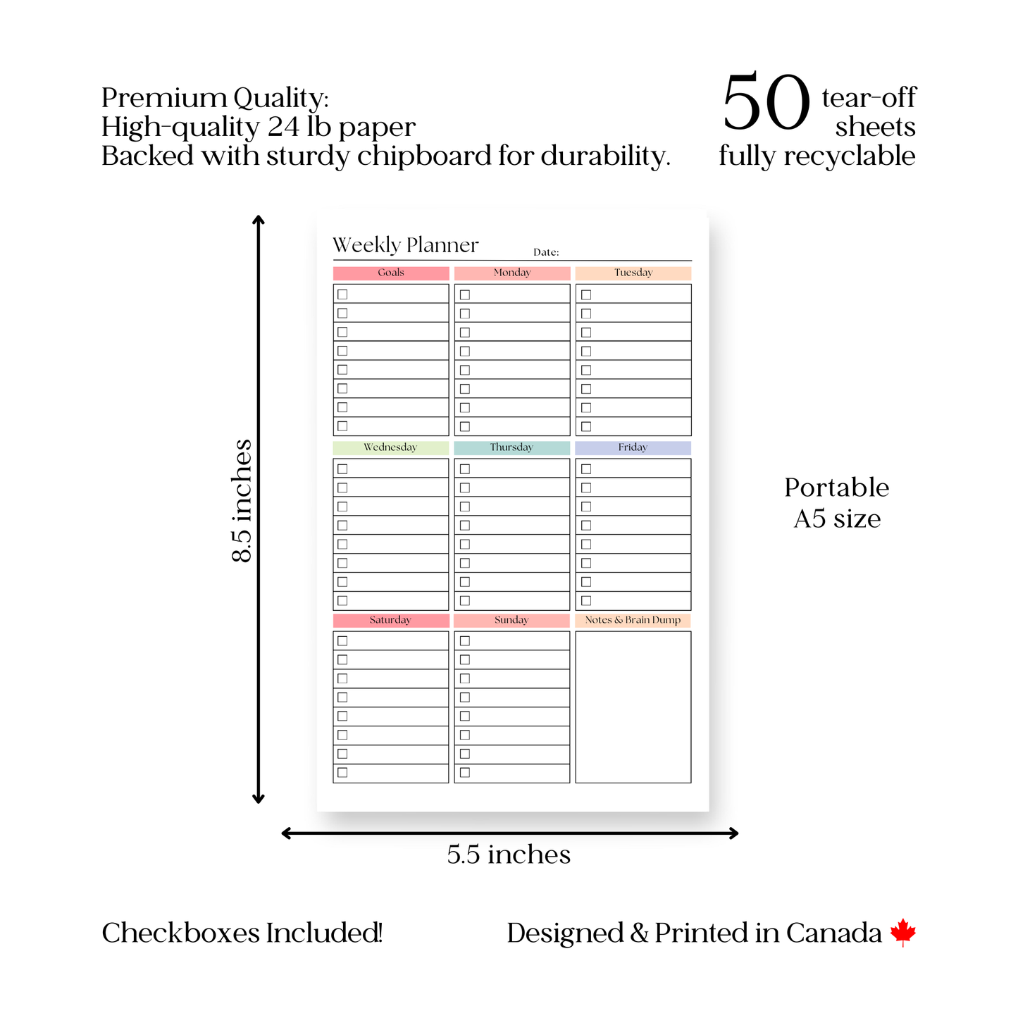 Daily and Weekly To-Do List: 50-Page Notepad