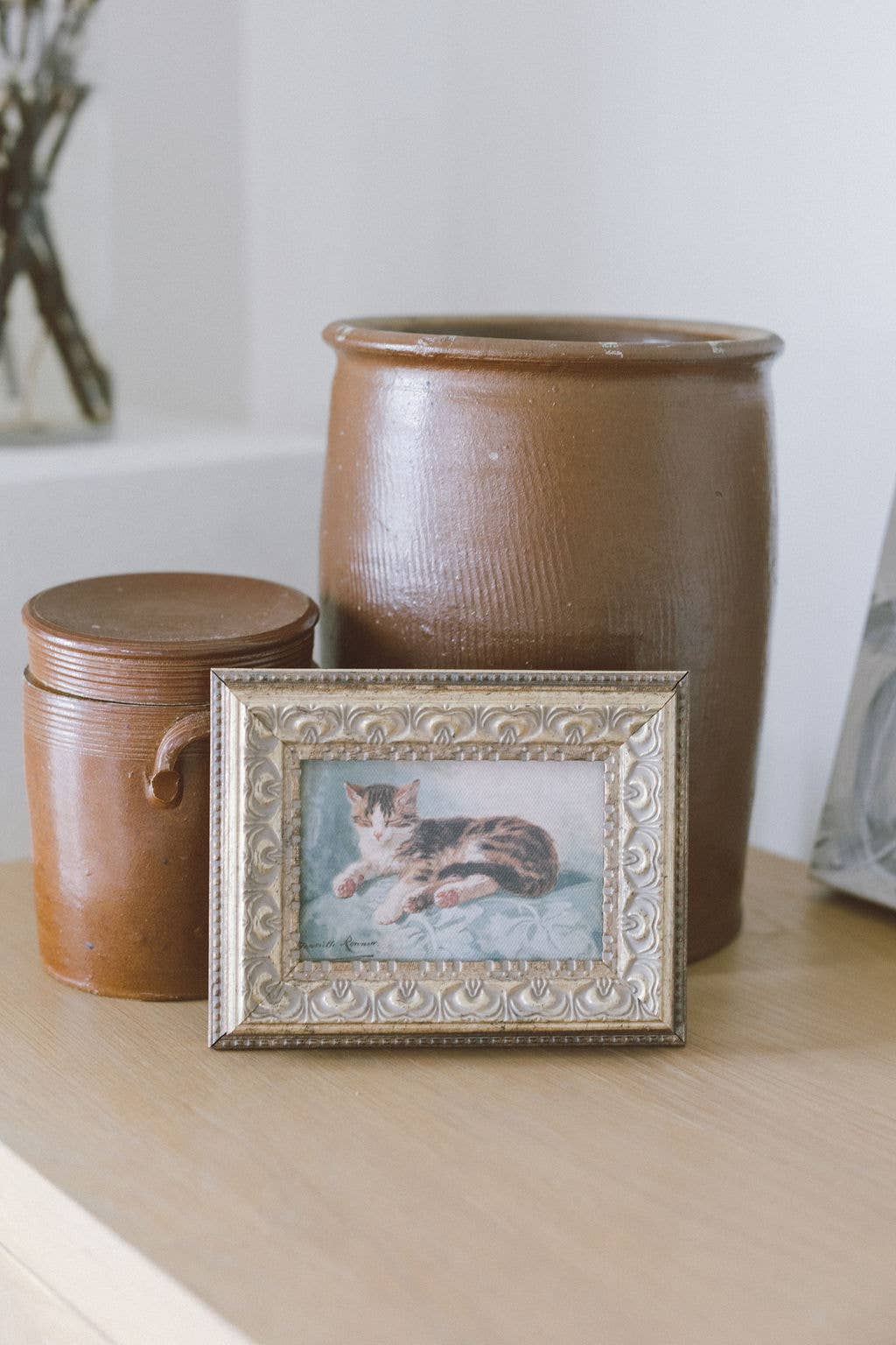 Cat Nap Framed Antique Art