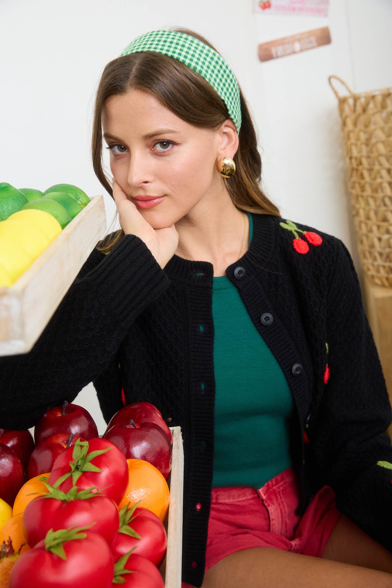 Crochet Cherry Knit Cardigan