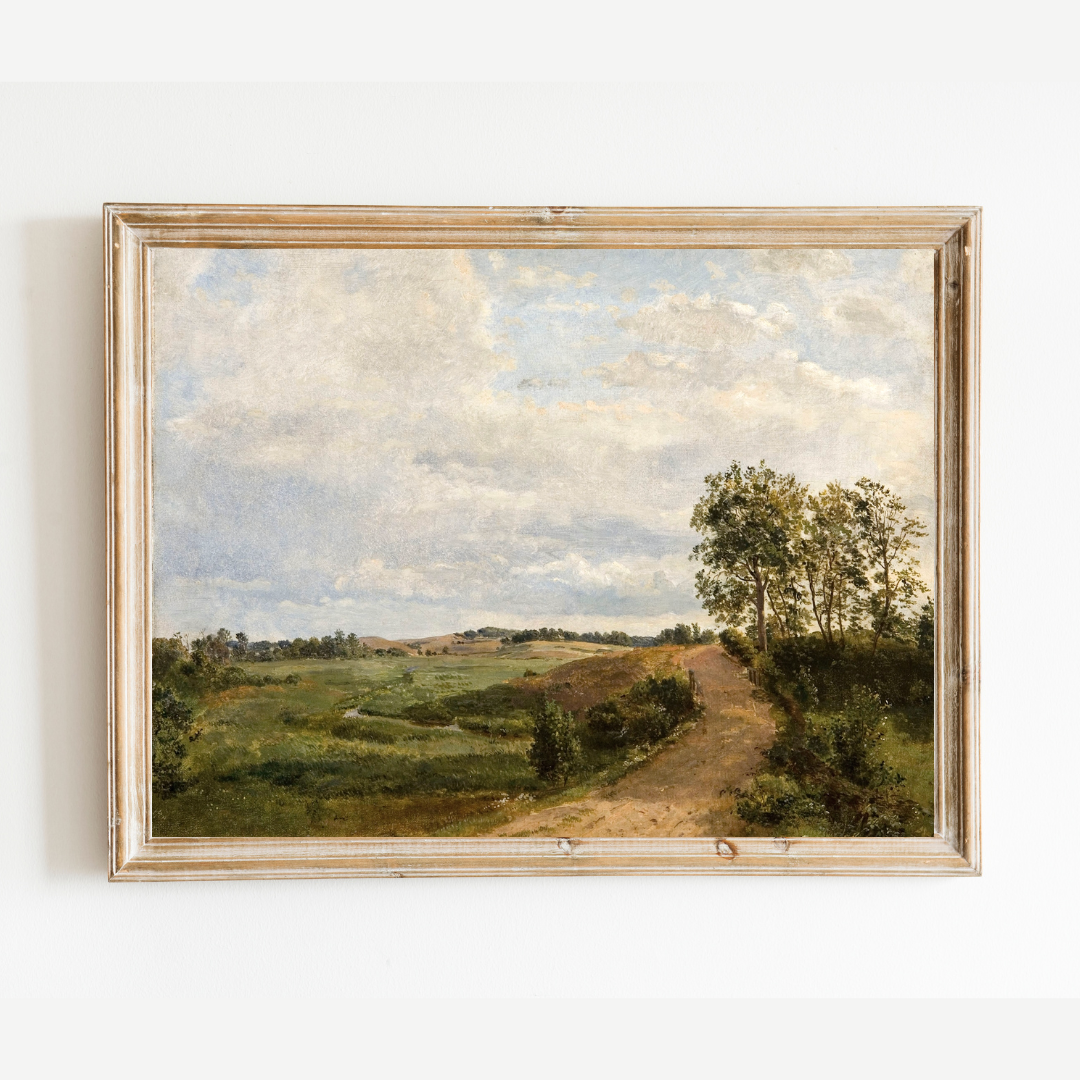 Road Across the Hills Landscape Antique Art Print