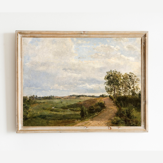 Road Across the Hills Landscape Antique Art Print