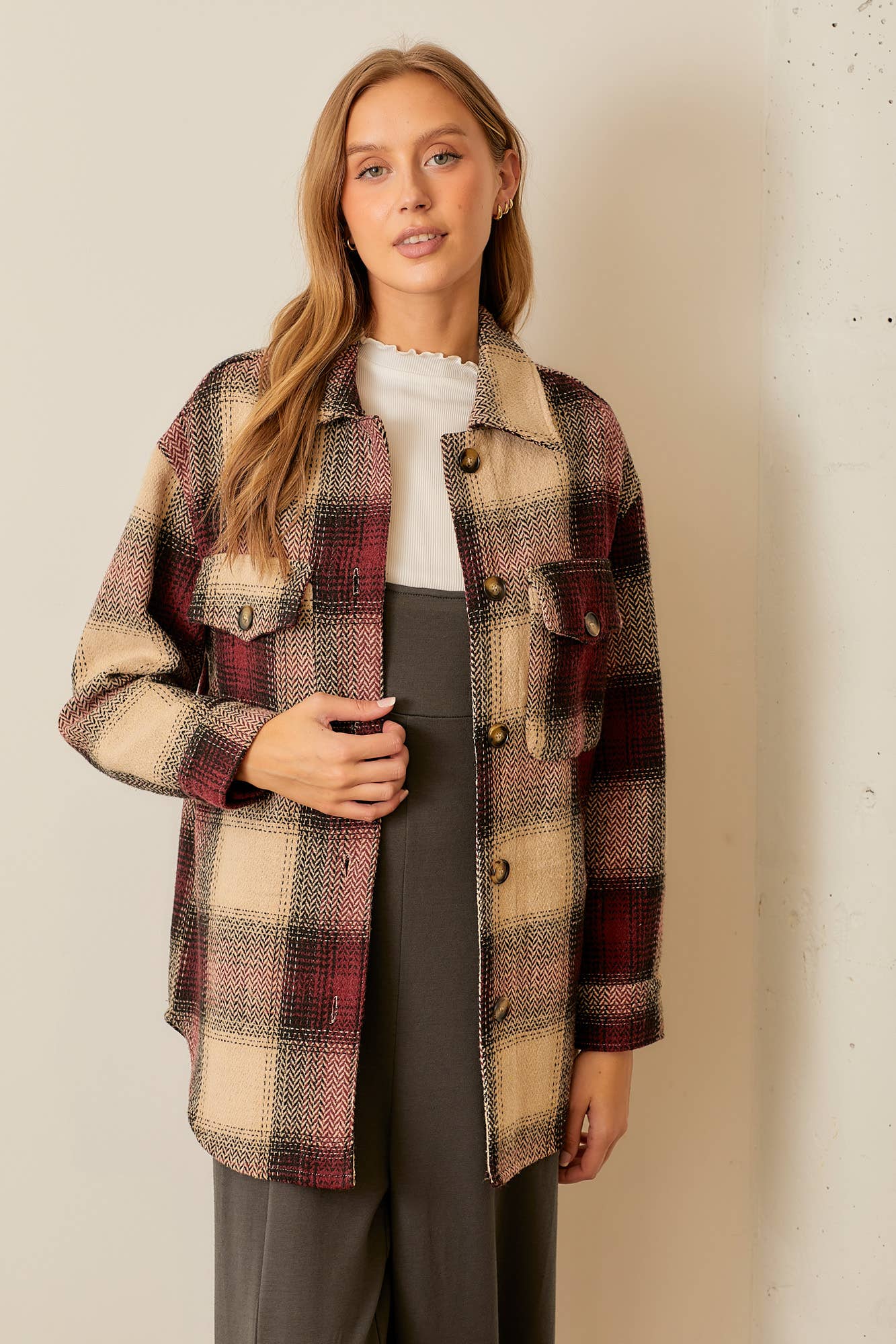 Button Up Plaid Jacket