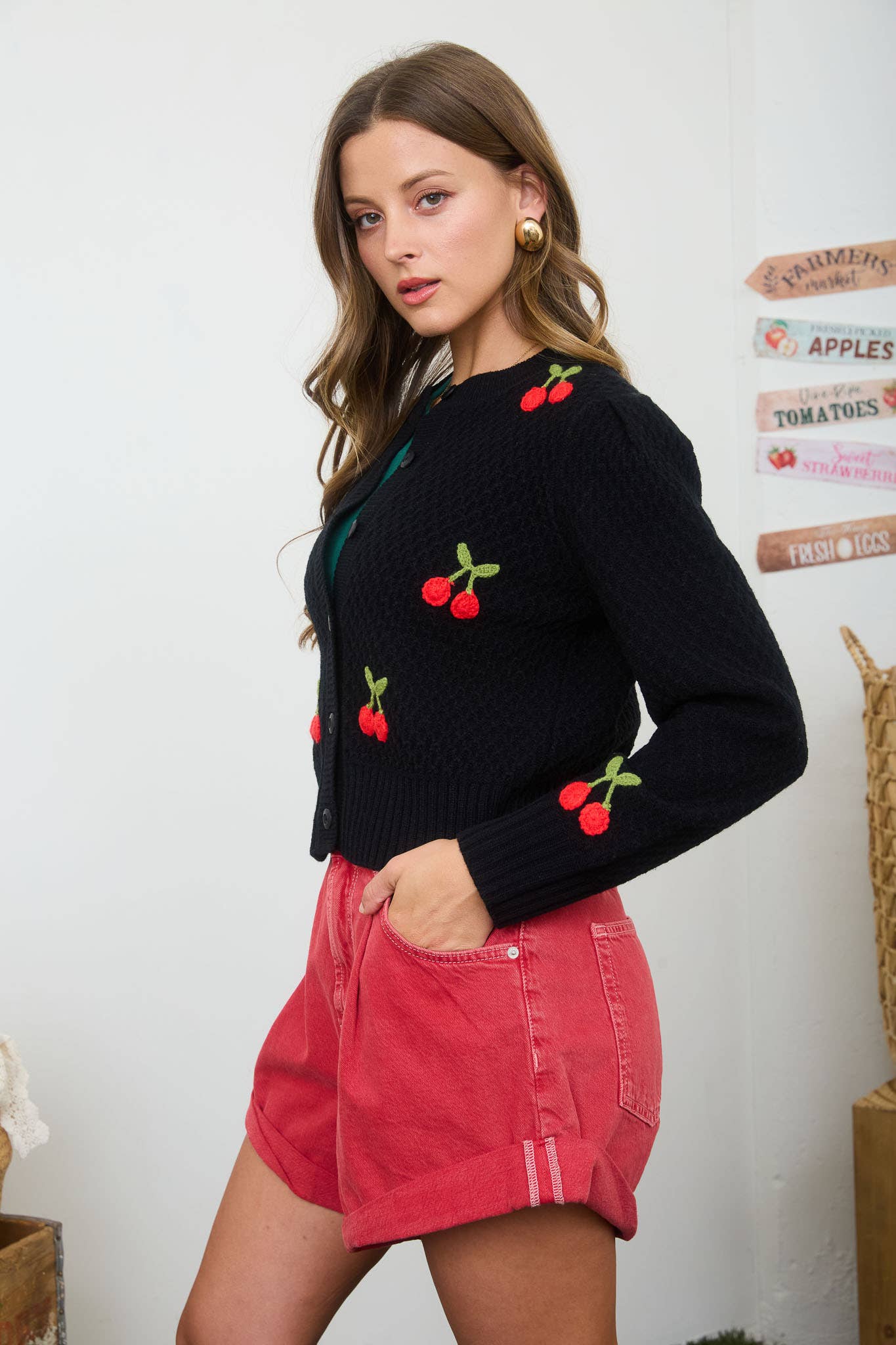 Crochet Cherry Knit Cardigan