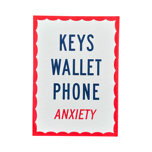 Keys Wallet Phone Anxiety Mini Riso Print