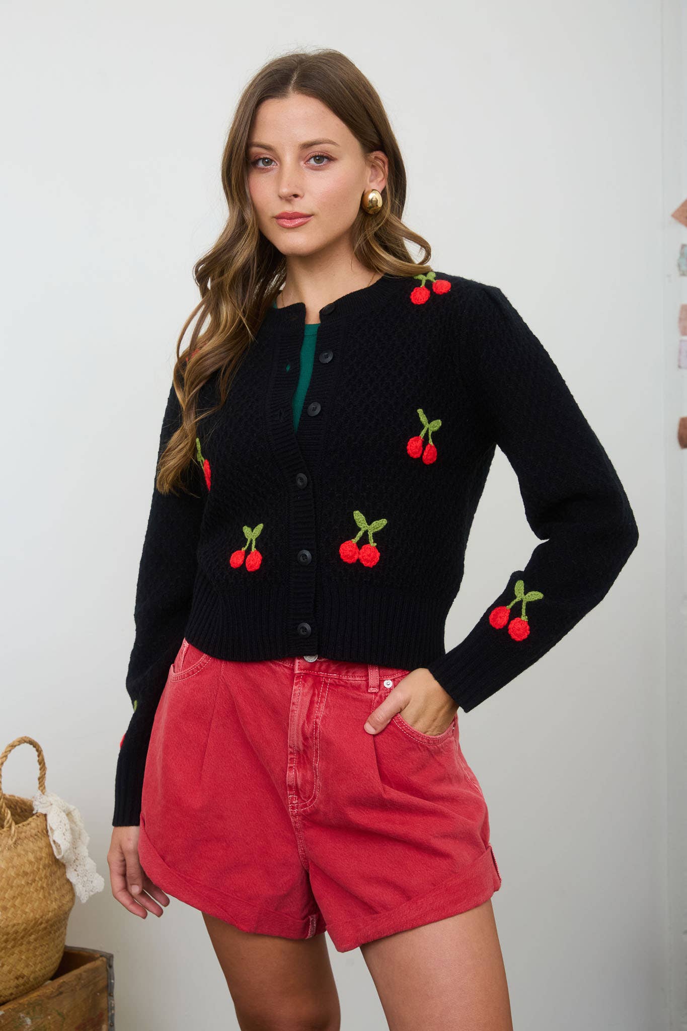 Crochet Cherry Knit Cardigan