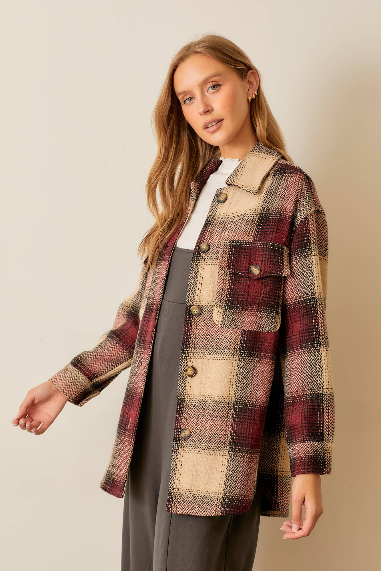 Button Up Plaid Jacket