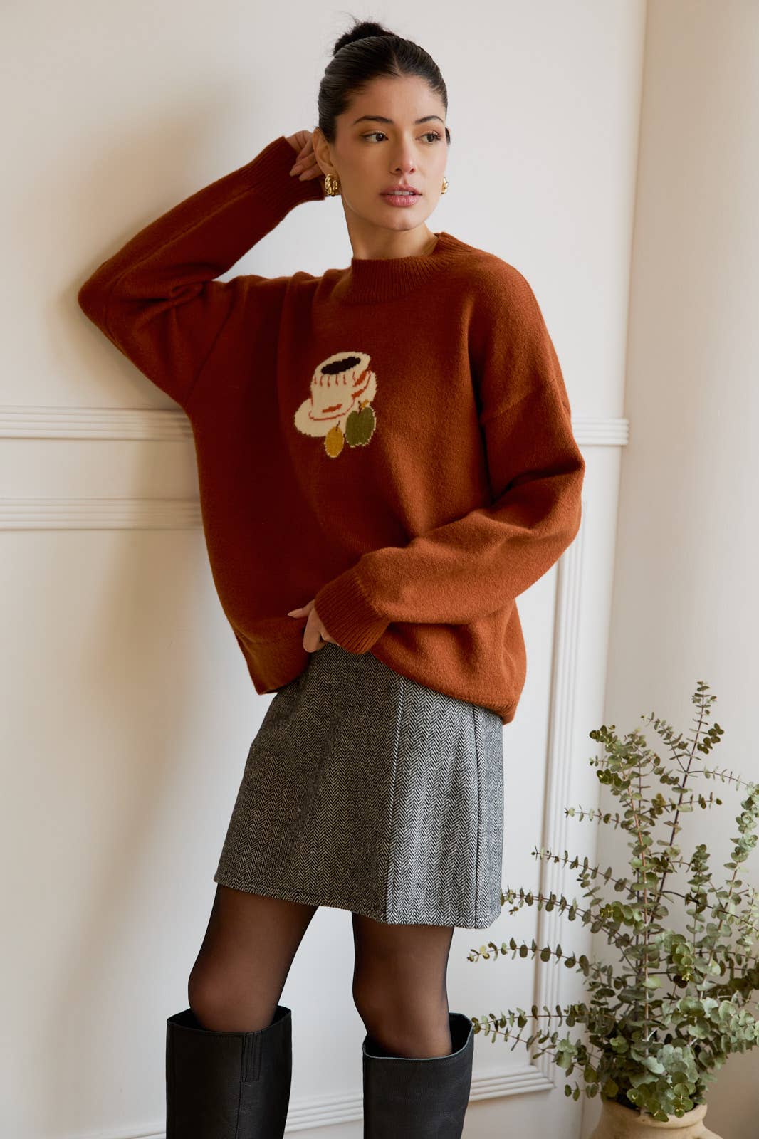 Mock Neck Coffee Sweater