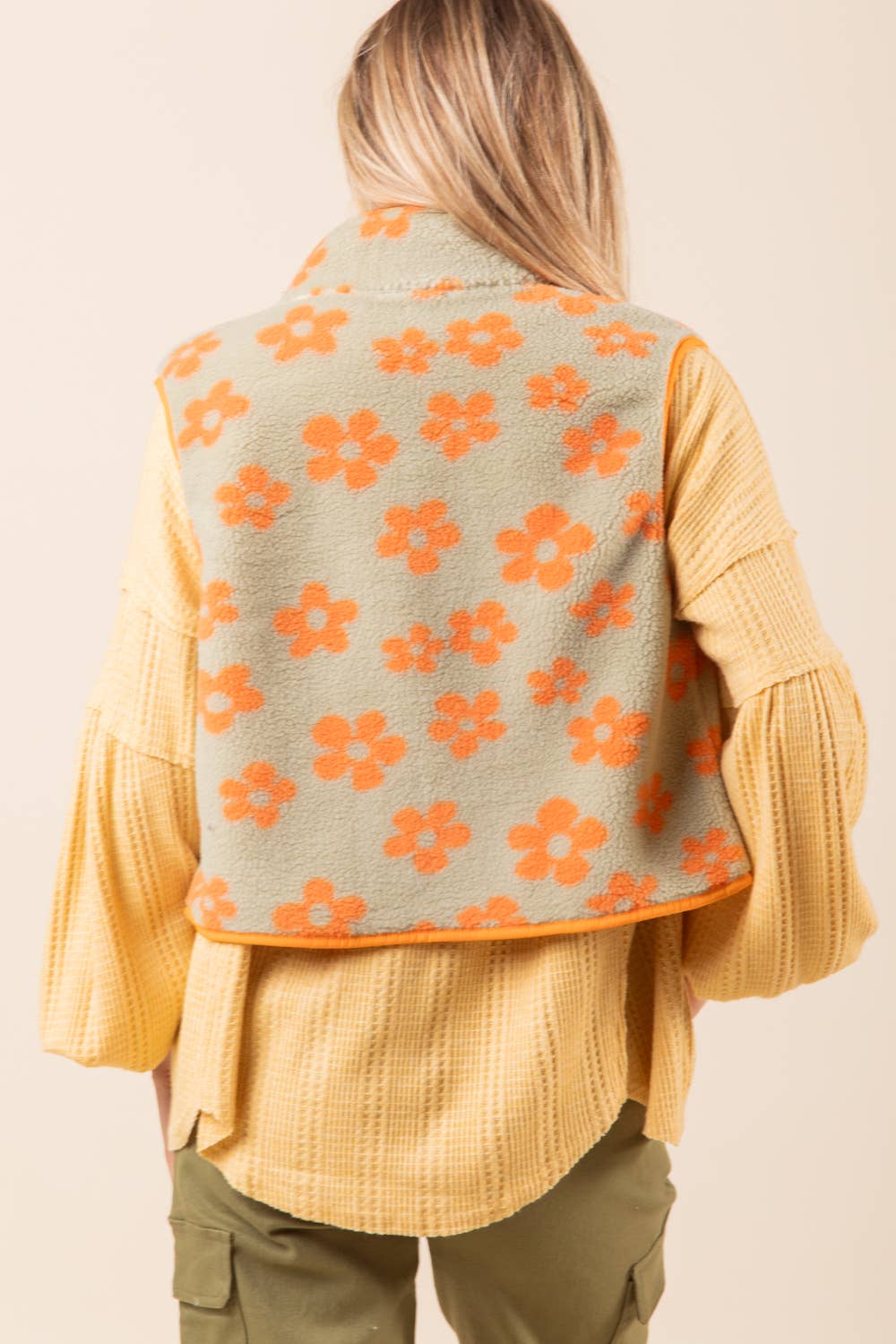 Flower Printed Fleece Vest