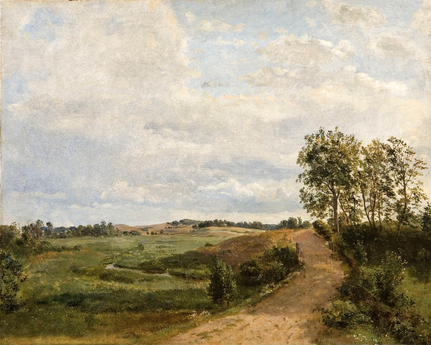 Road Across the Hills Landscape Antique Art Print