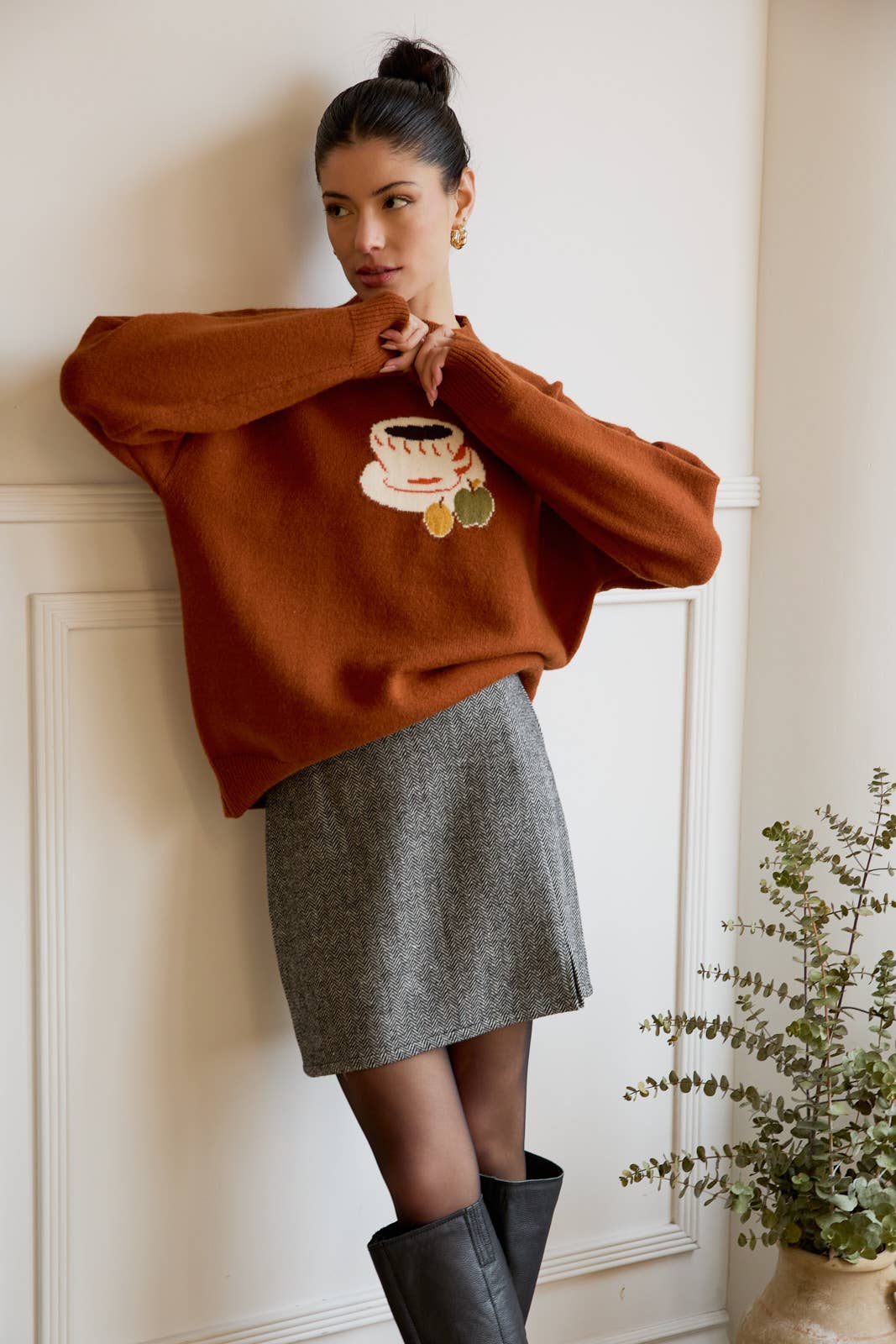 Mock Neck Coffee Sweater