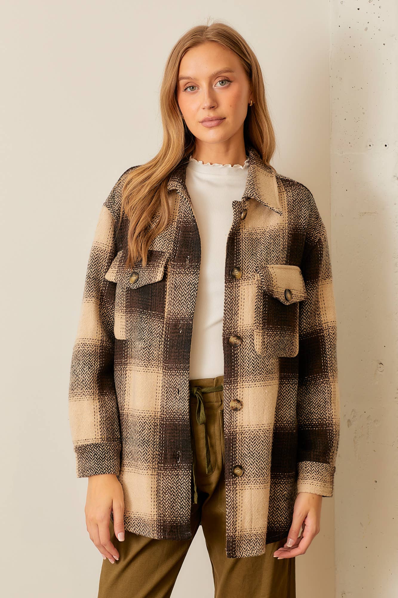 Button Up Plaid Jacket