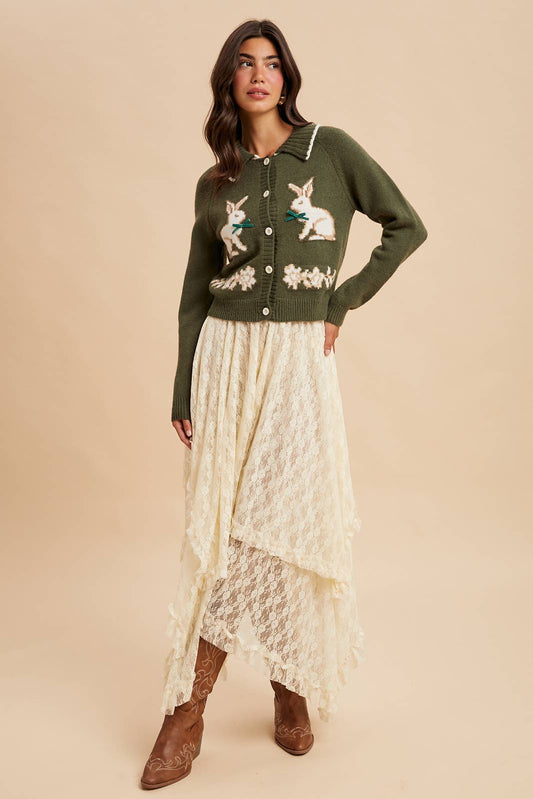 Doll Collar Bunny Cardigan