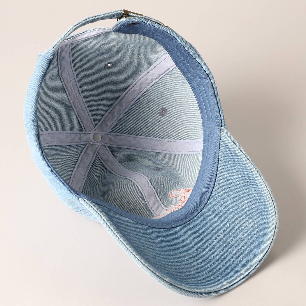 Beer Embroidered Denim Baseball Cap