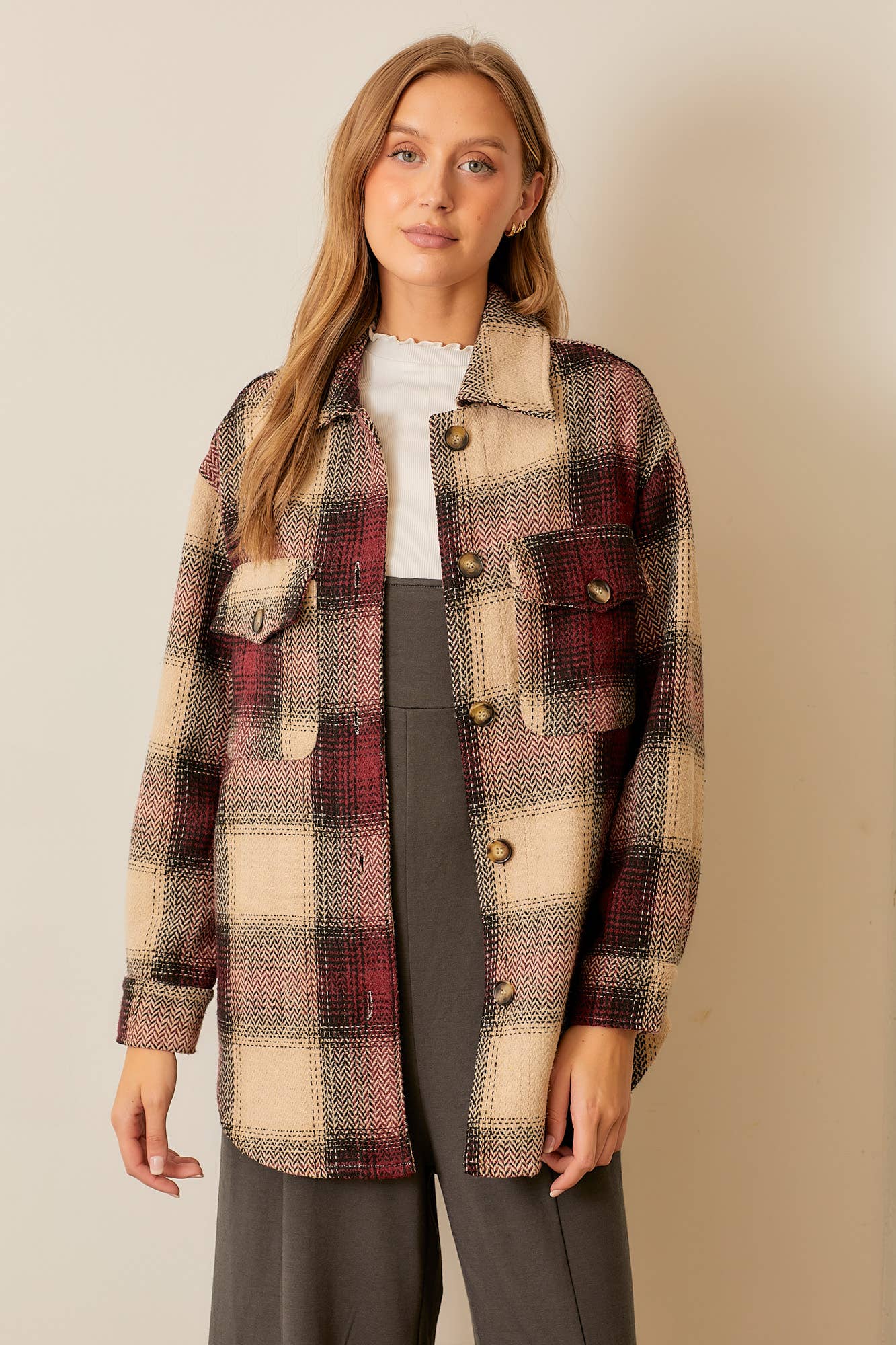 Button Up Plaid Jacket
