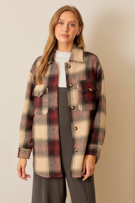 Button Up Plaid Jacket