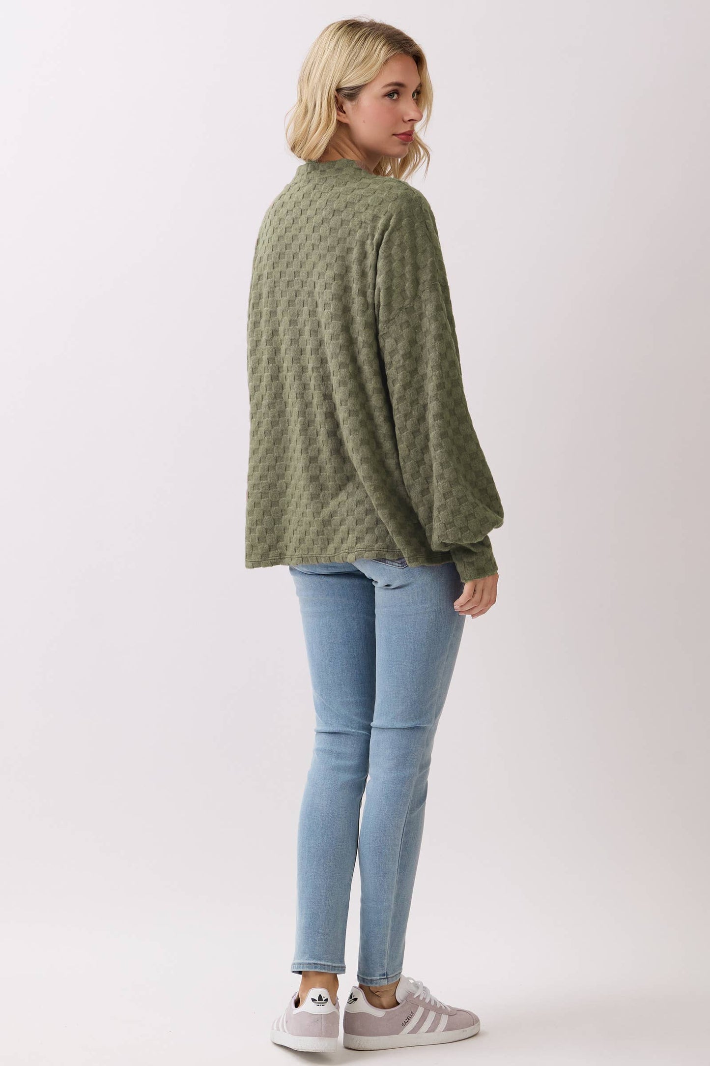 Soft Checkered Textured Cardigan