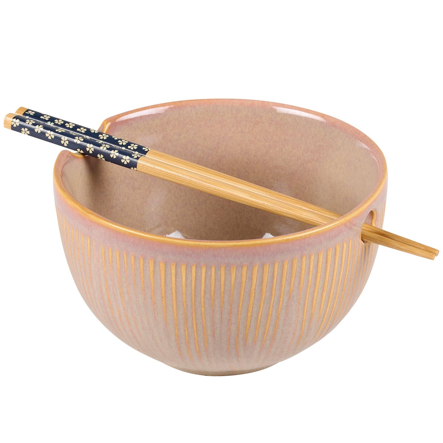 Ribbed Pink Ramen Bowl Set