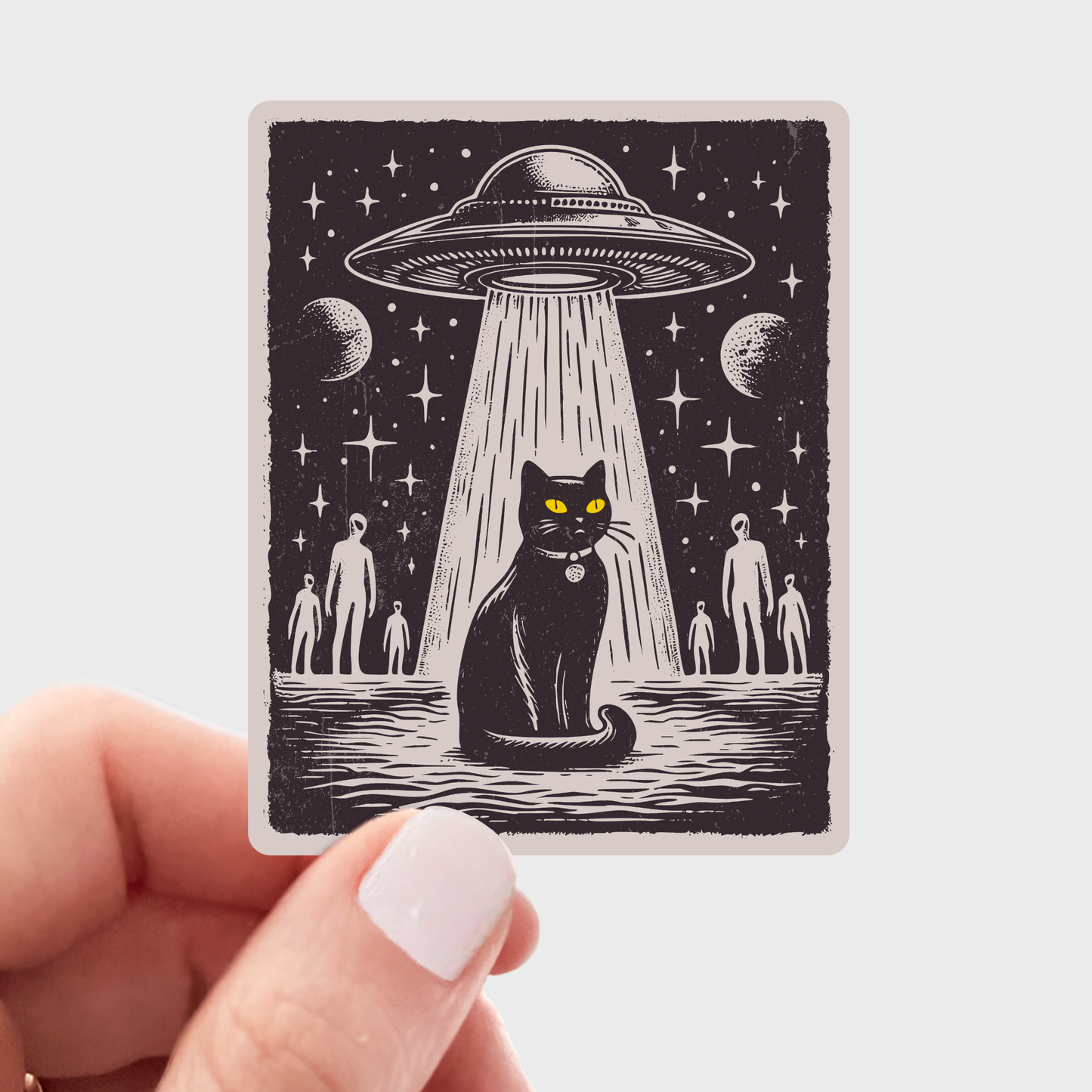 UFO Black Cat Sticker