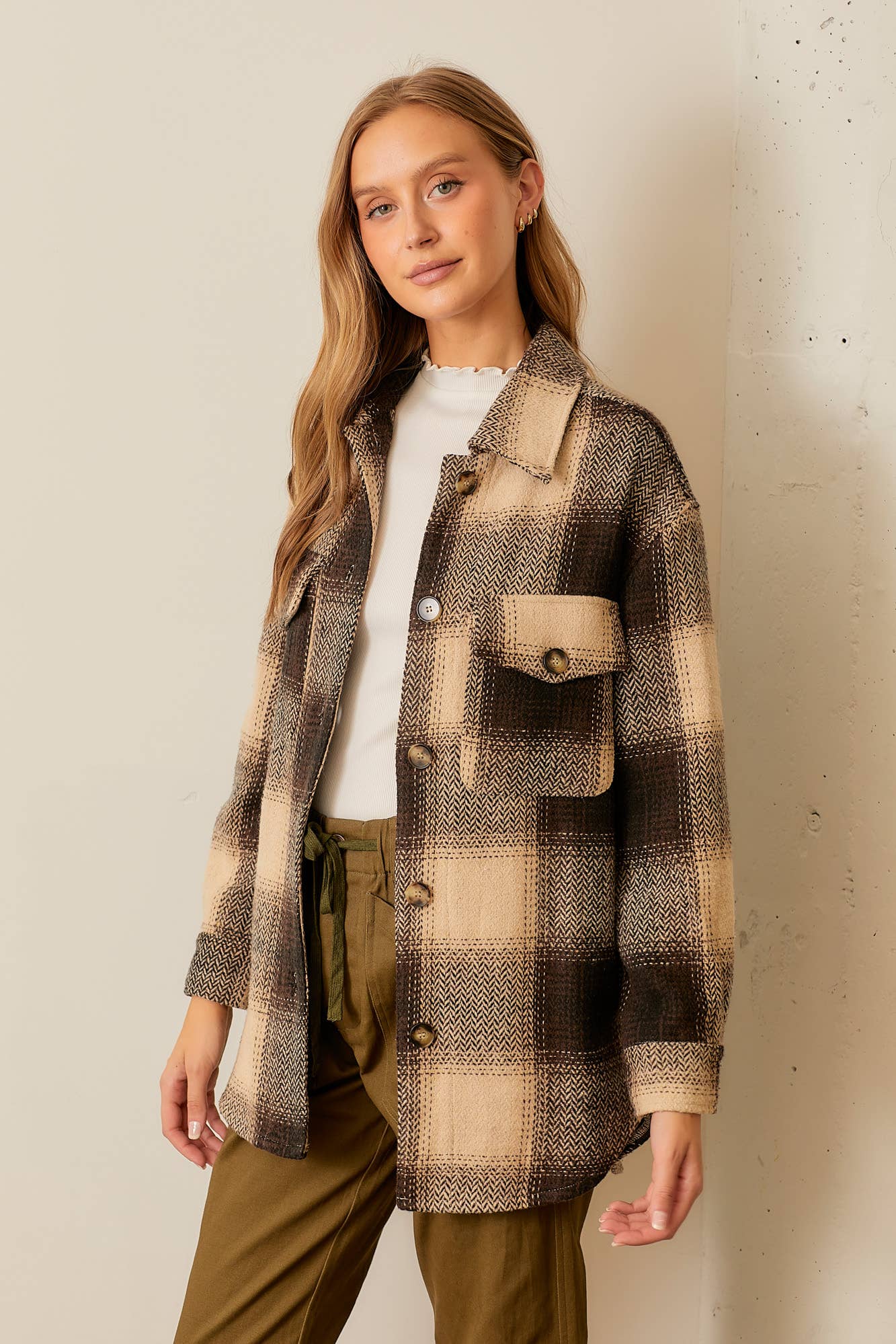 Button Up Plaid Jacket