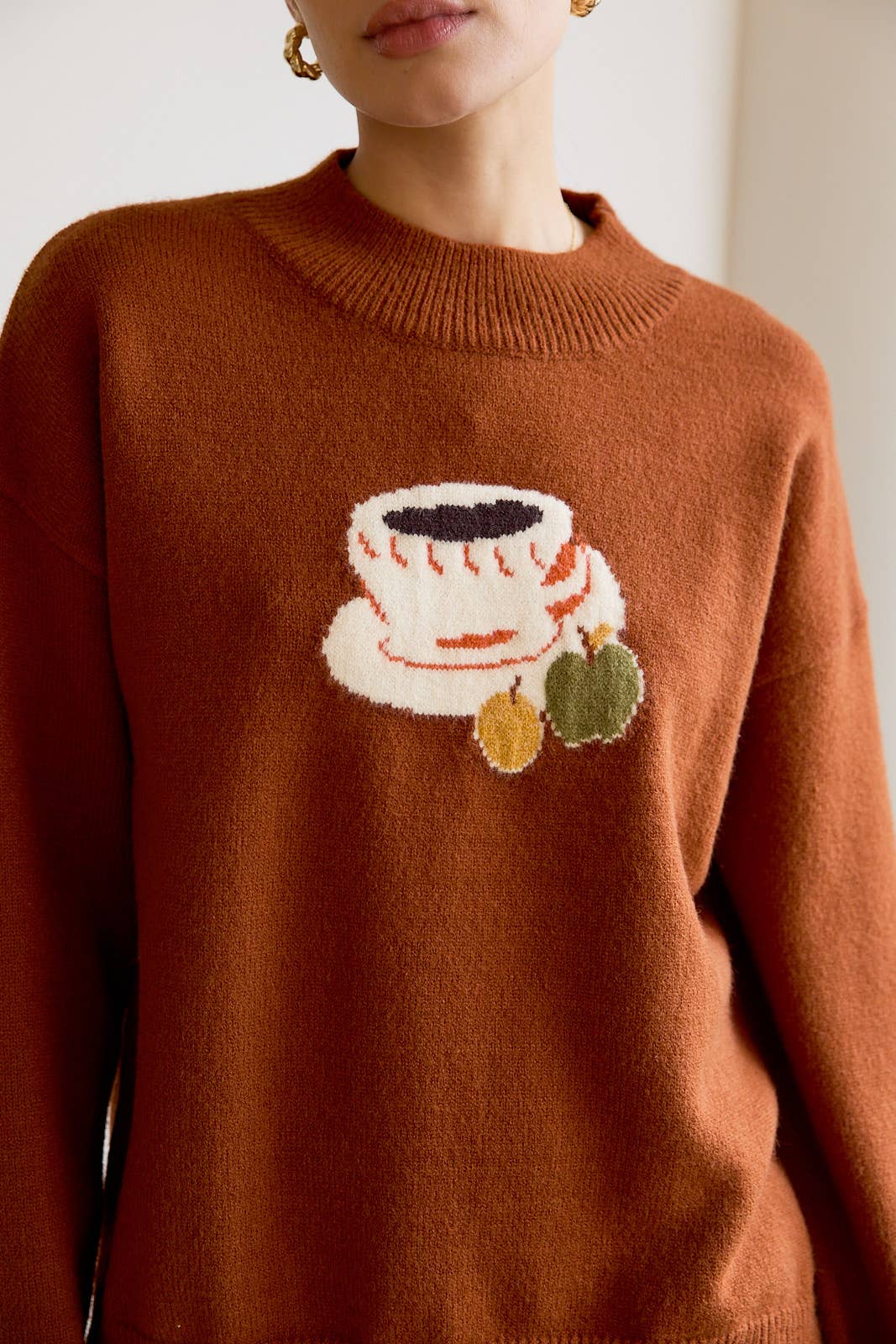 Mock Neck Coffee Sweater