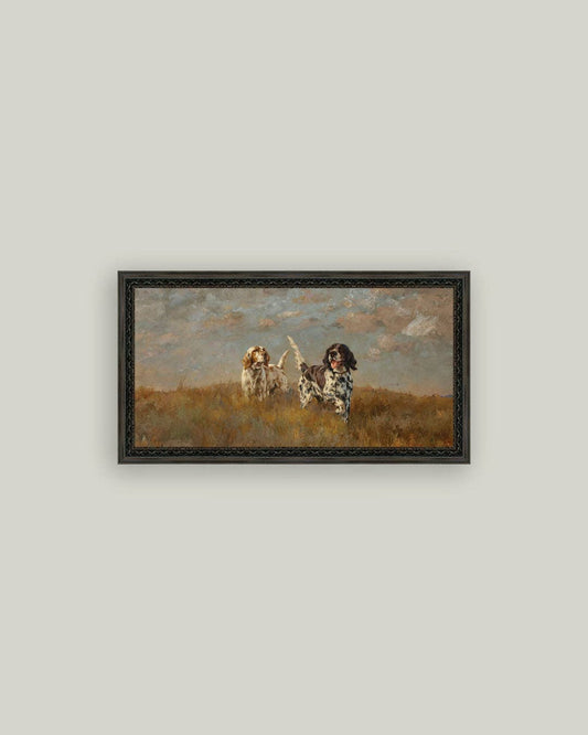 Two Hilltop Setters Framed Antique Art