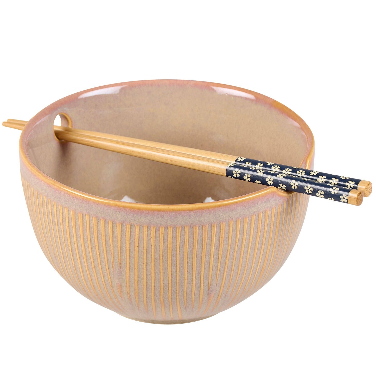 Ribbed Pink Ramen Bowl Set