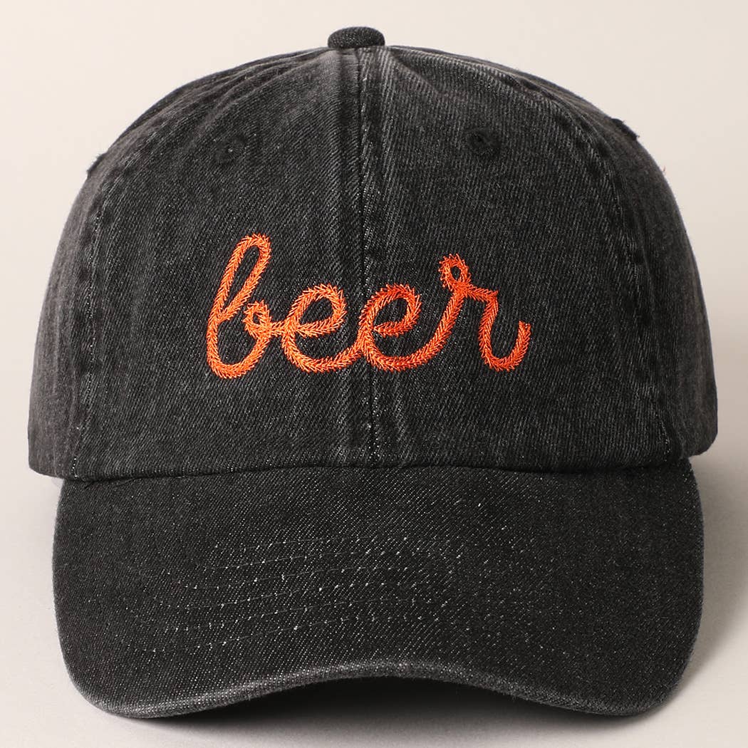 Beer Embroidered Denim Baseball Cap