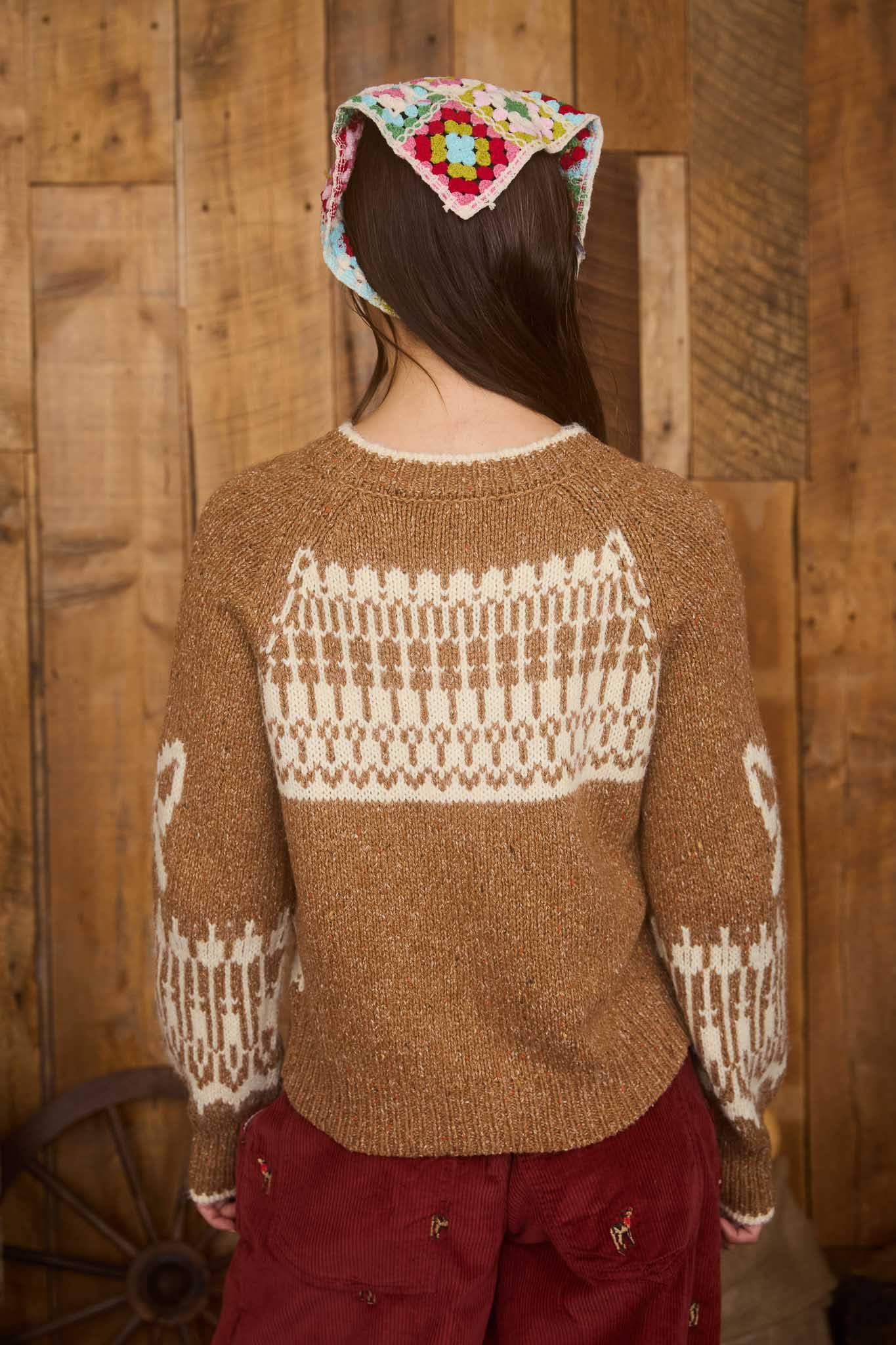 Swan Jacquard Button Down Cardigan