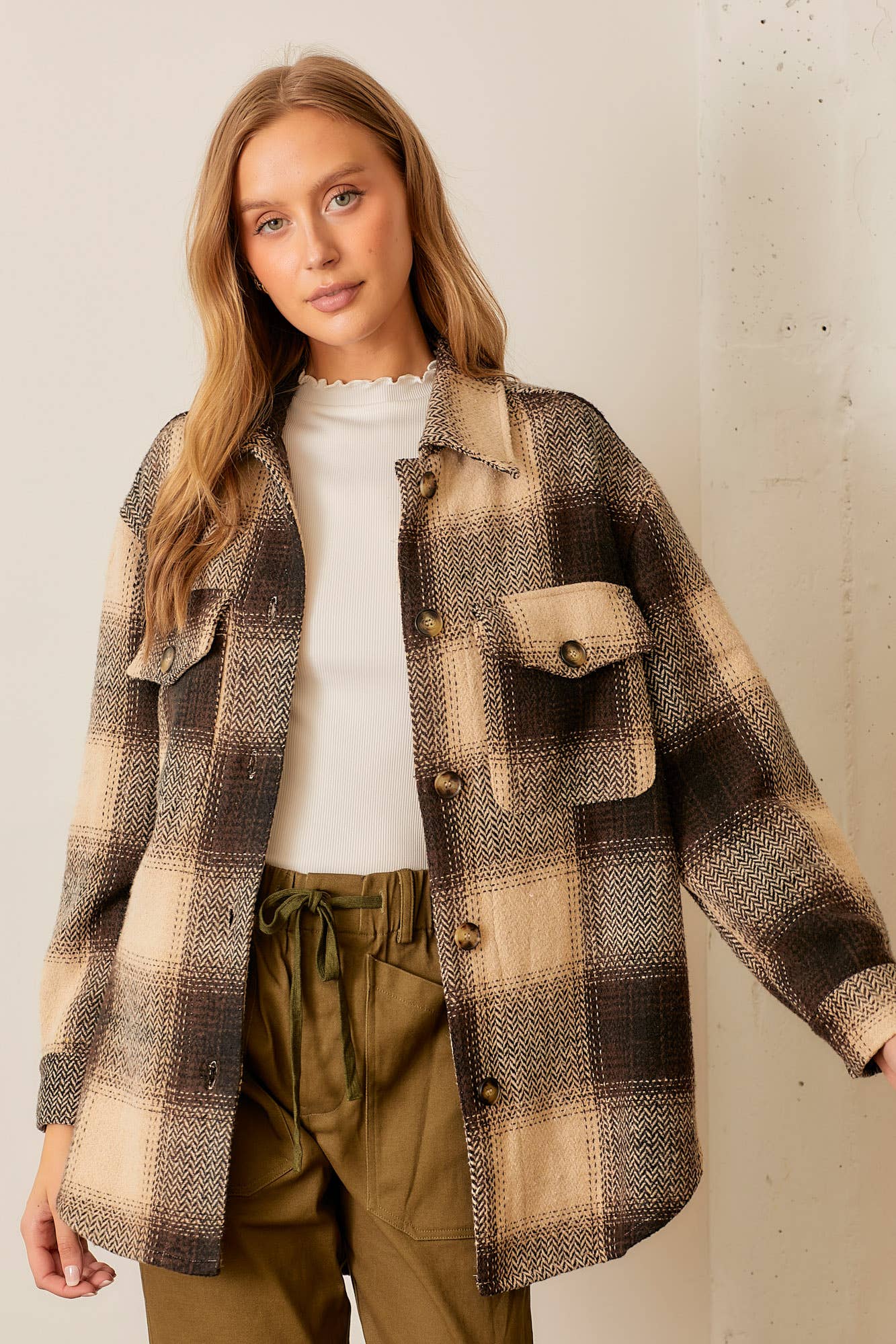 Button Up Plaid Jacket