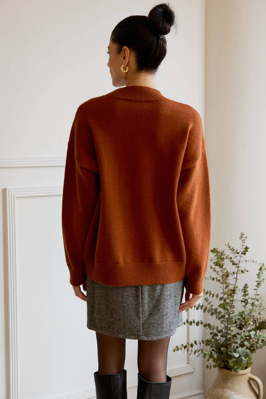 Mock Neck Coffee Sweater