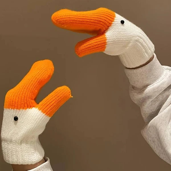 Silly Goose Knitted Mittens